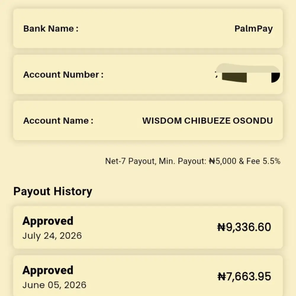 OwoDaily payout history showing two approved payouts
